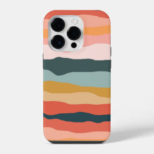 Coque Pour iPhone 14 Plus Motif de rayure de corail terreux coloré abstrait