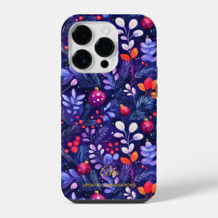 Coque Pour iPhone 14 Plus Motif floral botanique de Noël avec citation de no