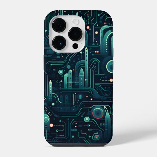 Coque Pour iPhone 14 Plus Motif foncé électronique Sci-Fi (Verso)