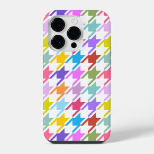 Coque Pour iPhone 14 Plus Motif grand motif multicolore + blanc Houndstooth