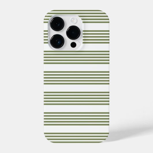 Coque Pour iPhone 14 Plus Motif vert olive et blanc cinq bandes (Verso)