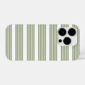Coque Pour iPhone 14 Plus Motif vert olive et blanc cinq bandes (Verso Horizontal)