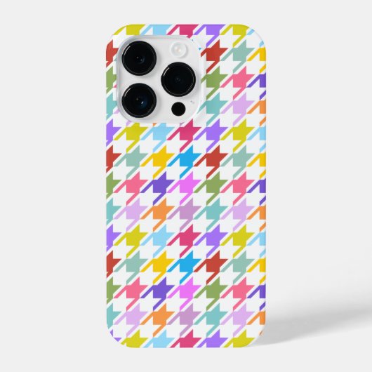 Coque Pour iPhone 14 Plus Multicolor Houndstooth+Motif blanc (Verso)