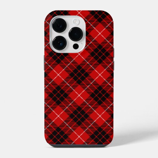 Coque Pour iPhone 14 Plus Munro tartan rouge noir plaid (Verso)