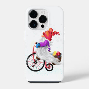 Coque Pour iPhone 14 Plus Nain de Noël avec vélo et cadeaux