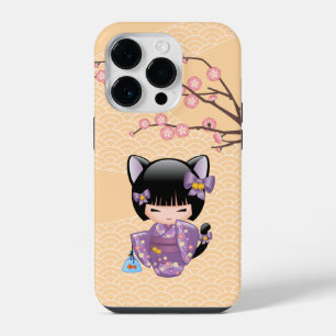 Coque Pour iPhone 14 Plus Neko Kokeshi Poupée - Cat Ears Geisha Girl