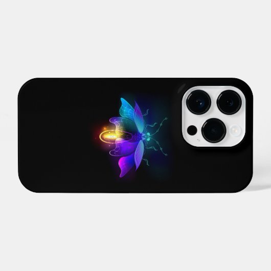 Coque Pour iPhone 14 Plus Neon Firefly sur noir (Verso Horizontal)