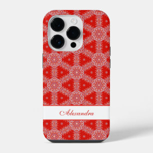 Coque Pour iPhone 14 Plus Noël Motif de flocon de neige personnalisé rouge