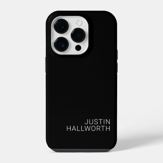 Coque Pour iPhone 14 Plus Nom blanc moderne sur fond noir (Verso)