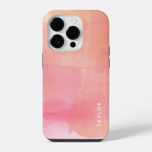 Coque Pour iPhone 14 Plus Nom Dégradé Aquarelle Rose