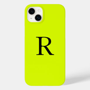 Coque Pour iPhone 14 Plus Nom du monogramme Chartreuse jaune néon