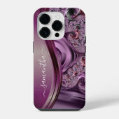Coque Pour iPhone 14 Plus Nom manuscrit fractal violet moderne (Verso)