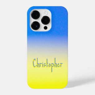 Coque Pour iPhone 14 Plus Nom personnalisé bleu et jaune Ukraine Inspiré