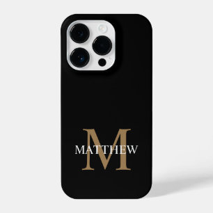 Coque Pour iPhone 14 Plus Nom personnalisé Monogramme noir