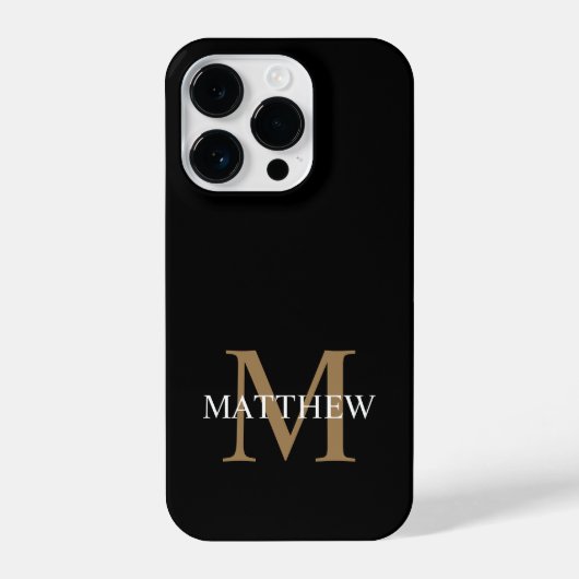 Coque Pour iPhone 14 Plus Nom personnalisé Monogramme noir (Verso)