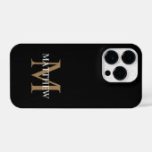 Coque Pour iPhone 14 Plus Nom personnalisé Monogramme noir (Verso Horizontal)