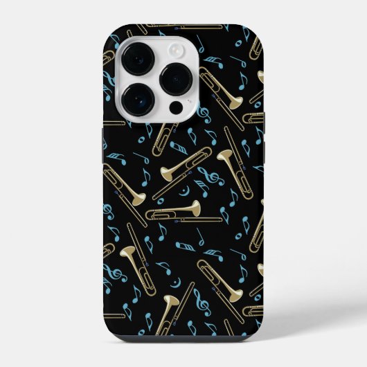 Coque Pour iPhone 14 Plus Notes de musique de trombone  (Verso)
