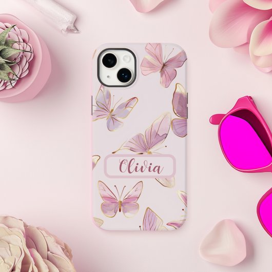 Coque Pour iPhone 14 Plus Papillon rose coque iphone personnalisé