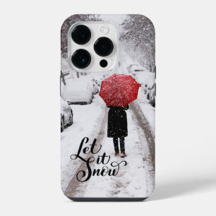 Coque Pour iPhone 14 Plus Parapluie Rouge dans un Paysage Hivernal Merveille