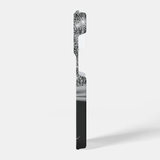 Coque Pour iPhone 14 Plus Parties scintillant en argent et bow (Côté gauche)