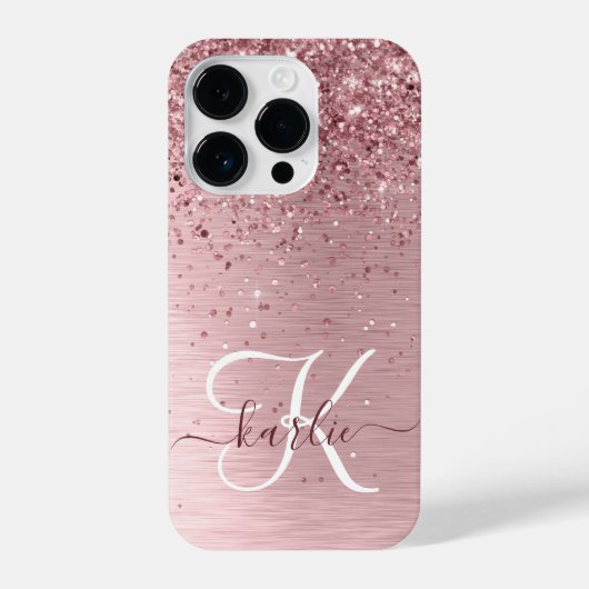 Coque Pour iPhone 14 Plus Parties scintillant en métal brossé rose pâle Nom (Verso)