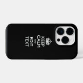 Coque Pour iPhone 14 Plus Personalized KEEP CALM Have Your Text on Black (Verso Horizontal)