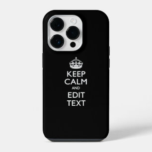 Coque Pour iPhone 14 Plus Personalized KEEP CALM Have Your Text on Black