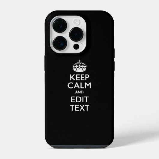 Coque Pour iPhone 14 Plus Personalized KEEP CALM Have Your Text on Black (Verso)