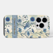 Coque Pour iPhone 14 Plus Personalized Name Blue Wildflowers (Verso Horizontal)