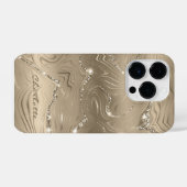 Coque Pour iPhone 14 Plus Personnalisé Chic Brown Parties scintillant Motif (Verso Horizontal)
