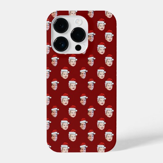 Coque Pour iPhone 14 Plus Personnalisé Santa Hat Visage Noël Cadeau 2 Photos (Verso)
