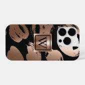 Coque Pour iPhone 14 Plus Pinceau Abstrait noir et Rose (Verso Horizontal)