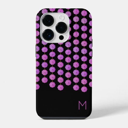 Coque Pour iPhone 14 Plus Pink Crystal Strands Monogramme Téléphone Case (Verso)