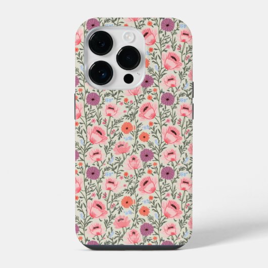Coque Pour iPhone 14 Plus Pink Wildflowers Watercolor (Verso)