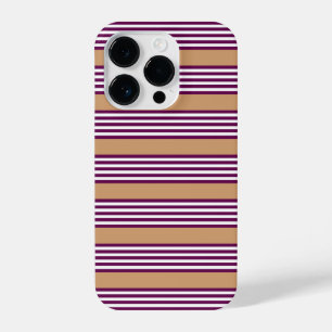Coque Pour iPhone 14 Plus Plum et blanc cinq bandes motif avec bronzage