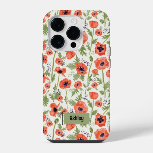 Coque Pour iPhone 14 Plus Poppies Orange Floral Pattern (Verso)