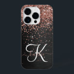Coque Pour iPhone 14 Plus Rose personnalisé Parties scintillant or noir Étin<br><div class="desc">Personnalisez facilement ce design élégant et branché d'étui téléphonique avec une jolie parties scintillant brillante en or rose sur un arrière - plan métallique brossé noir.</div>
