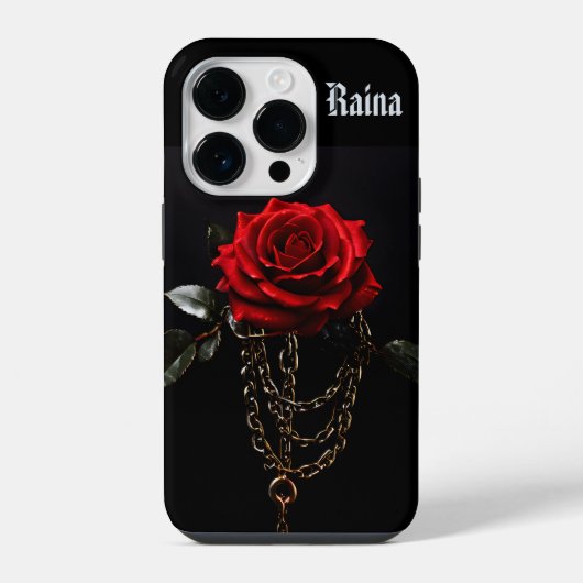 Coque Pour iPhone 14 Plus Rose rouge dans Chains Goth (Verso)