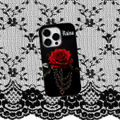 Coque Pour iPhone 14 Plus Rose rouge dans Chains Goth