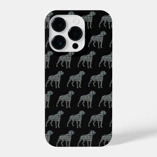 Coque Pour iPhone 14 Plus Rottweiler Rottie Cute Chien Grille Silhouette Noi (Verso)