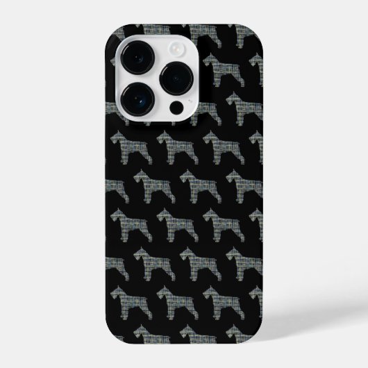Coque Pour iPhone 14 Plus Schnauzer mignon Chien Silhouette Grille Noir (Verso)