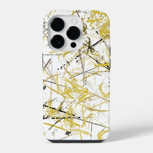 Coque Pour iPhone 14 Plus Scribbles Abstraits - moutarde et Brown (Verso)