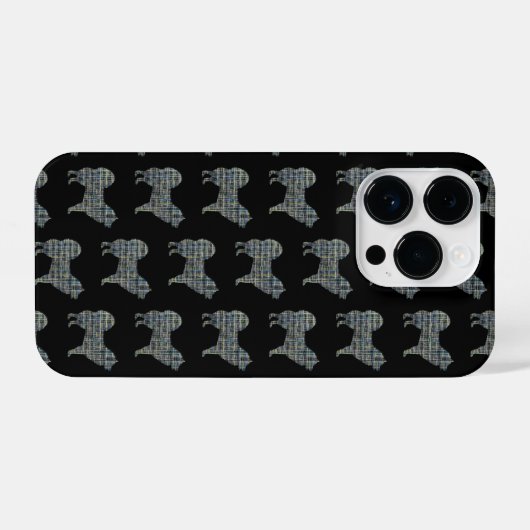 Coque Pour iPhone 14 Plus Silhouette de chien mignon Samoyé noir (Verso Horizontal)