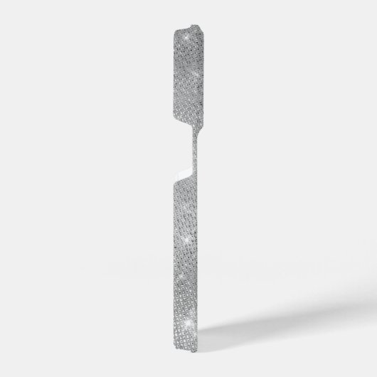 Coque Pour iPhone 14 Plus Silver Glitter Glam Bling Personalized (Côté droit)