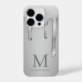 Coque Pour iPhone 14 Plus Silver Liquid Chrome Drivers Metal Monogramme (Verso)