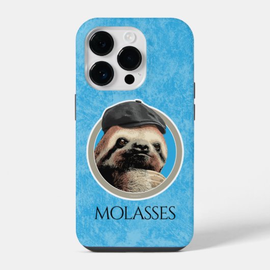 Coque Pour iPhone 14 Plus Sloth (dans Baker Boy casquette) (Verso)