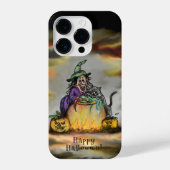 Coque Pour iPhone 14 Plus Sorcière et chat noir, Happy Halloween ! (Verso)
