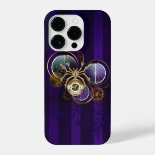 Coque Pour iPhone 14 Plus Spider Steampunk sur Arrière - plan pourpre