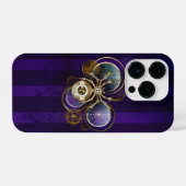 Coque Pour iPhone 14 Plus Spider Steampunk sur Arrière - plan pourpre (Verso Horizontal)