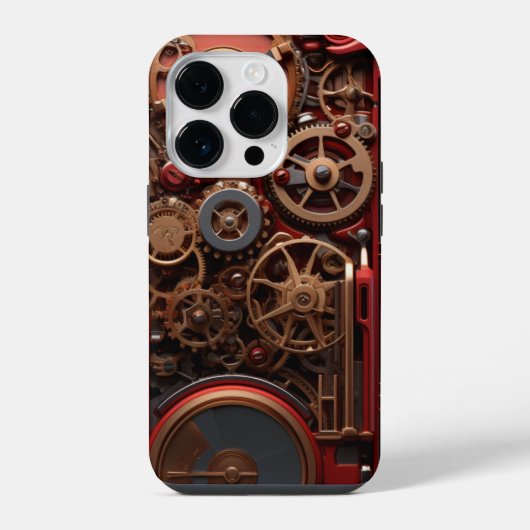 Coque Pour iPhone 14 Plus Steampunk rouge (Verso)